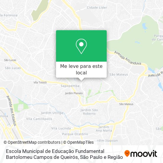 Escola Municipal de Educação Fundamental Bartolomeu Campos de Queirós mapa