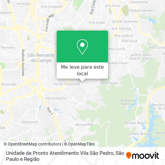 Unidade de Pronto Atendimento Vila São Pedro mapa