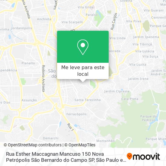 Rua Esther Maccagnan Mancuso  150   Nova Petrópolis   São Bernardo do Campo   SP mapa