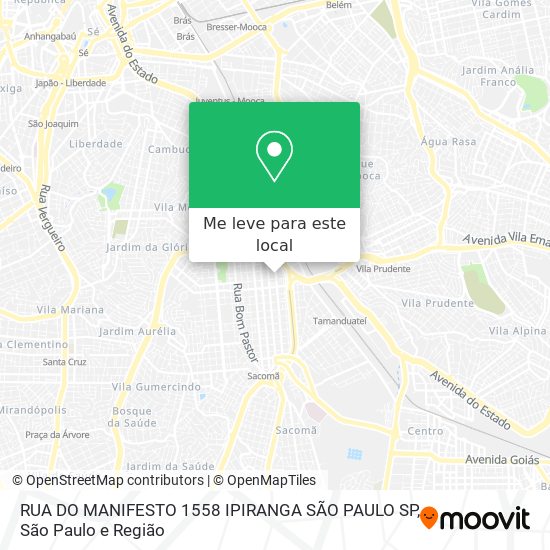 RUA DO MANIFESTO 1558 IPIRANGA  SÃO PAULO SP mapa