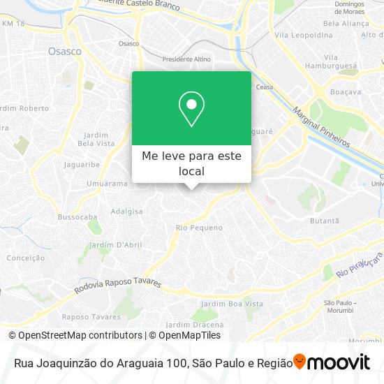 Rua Joaquinzão do Araguaia 100 mapa