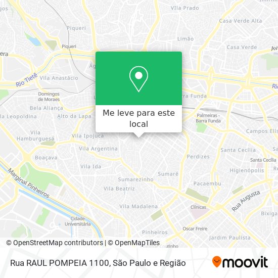 Rua RAUL POMPEIA 1100 mapa