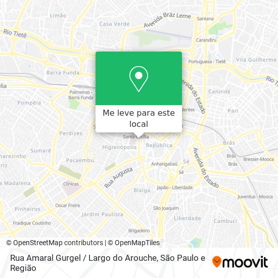 Rua Amaral Gurgel / Largo do Arouche mapa