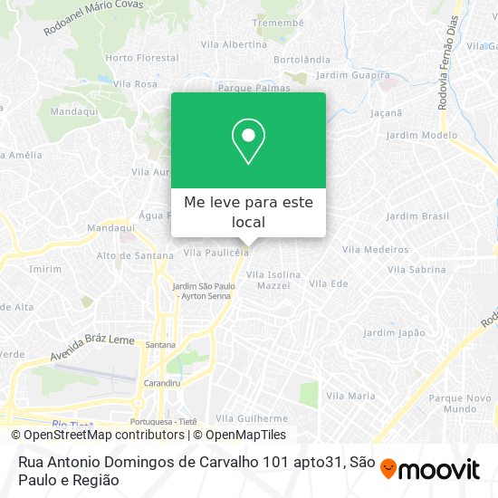 Rua Antonio Domingos de Carvalho 101 apto31 mapa