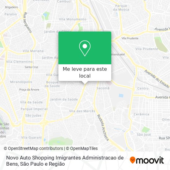 Novo Auto Shopping Imigrantes Administracao de Bens mapa