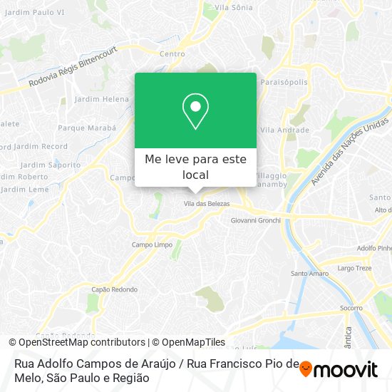Rua Adolfo Campos de Araújo / Rua Francisco Pio de Melo mapa