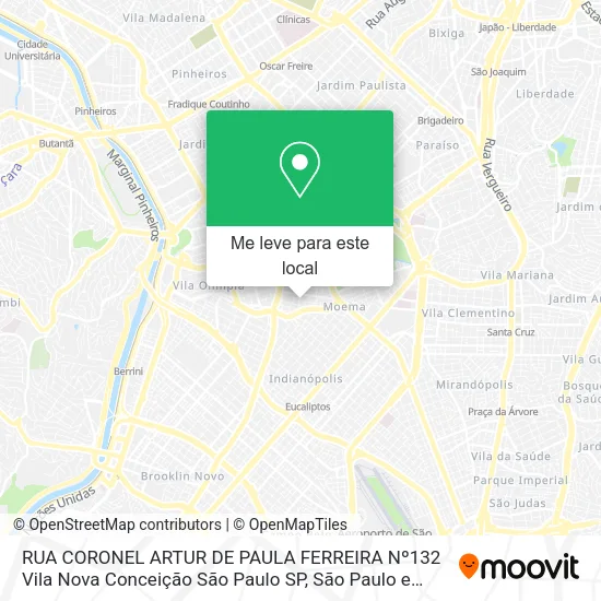 RUA CORONEL ARTUR DE PAULA FERREIRA  Nº132   Vila Nova Conceição   São Paulo   SP mapa