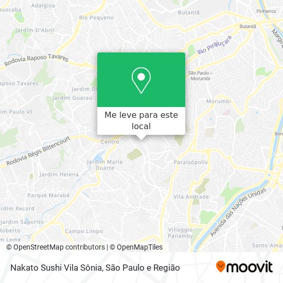 Nakato Sushi Vila Sônia mapa