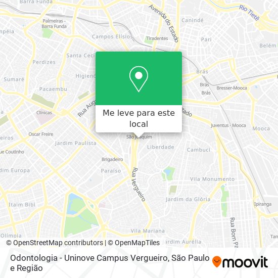 Odontologia - Uninove Campus Vergueiro mapa