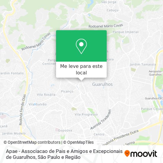 Apae - Associacao de Pais e Amigos e Excepcionais de Guarulhos mapa