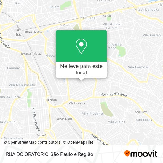 RUA DO ORATORIO mapa