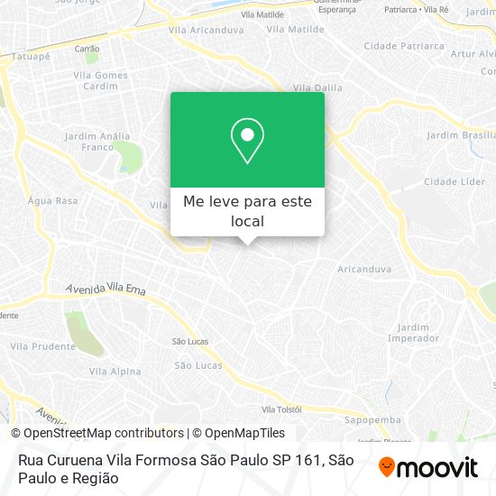 Rua Curuena   Vila Formosa  São Paulo   SP 161 mapa