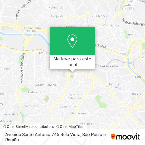 Avenida Santo Antônio 745 Bela Vista mapa