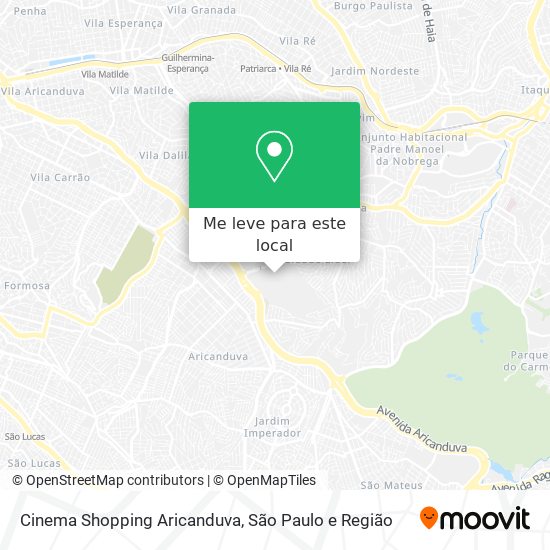Cinema Shopping Aricanduva mapa