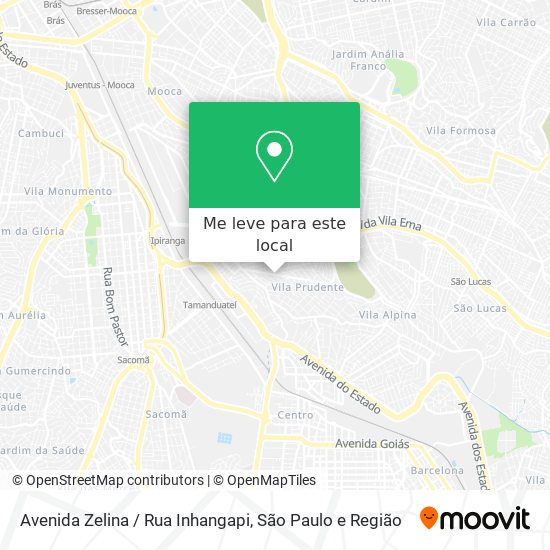 Avenida Zelina / Rua Inhangapi mapa