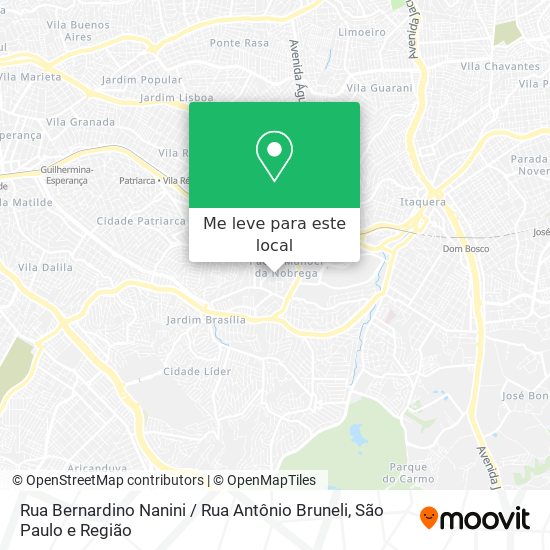 Rua Bernardino Nanini / Rua Antônio Bruneli mapa