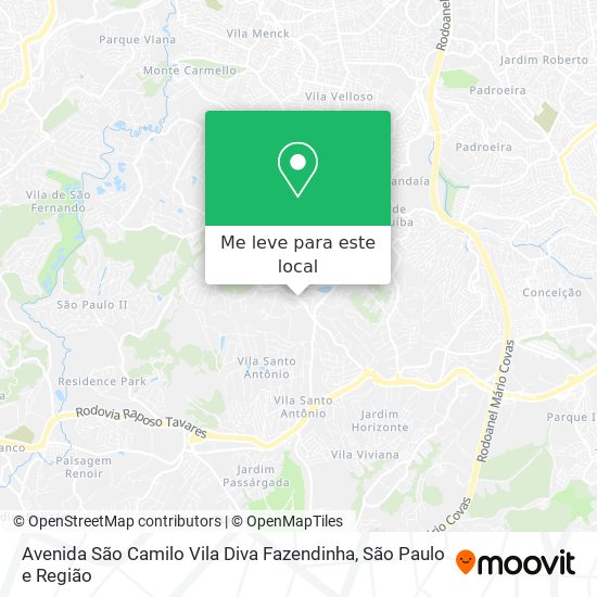 Avenida São Camilo Vila Diva Fazendinha mapa