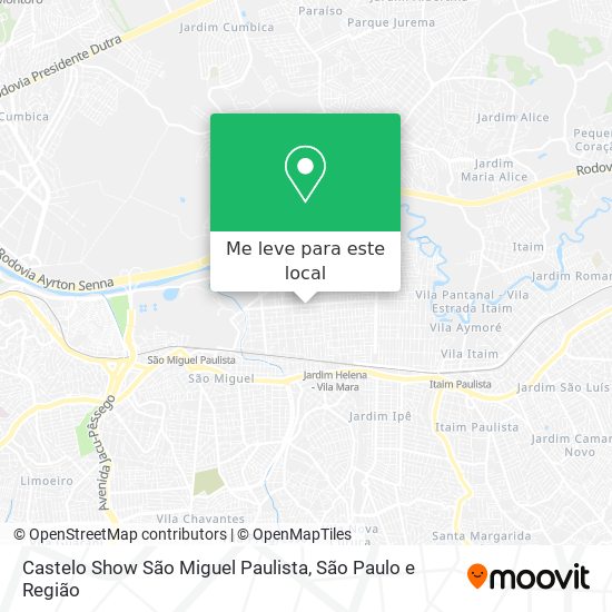 Castelo Show São Miguel Paulista mapa