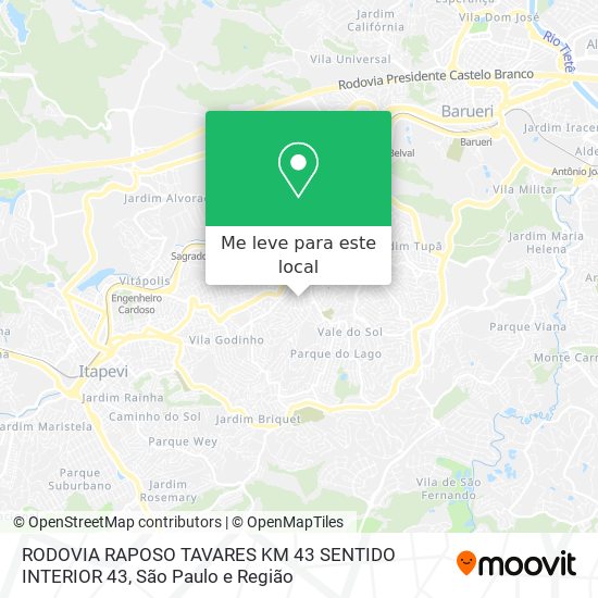 RODOVIA RAPOSO TAVARES KM 43 SENTIDO INTERIOR 43 mapa