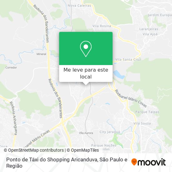 Ponto de Táxi do Shopping Aricanduva mapa