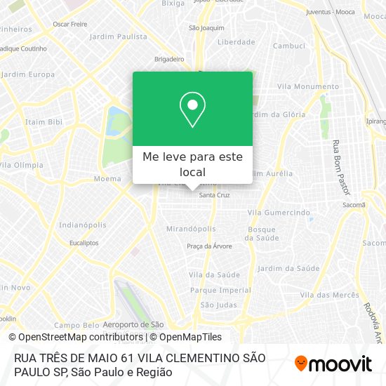 RUA TRÊS DE MAIO 61   VILA CLEMENTINO  SÃO PAULO SP mapa