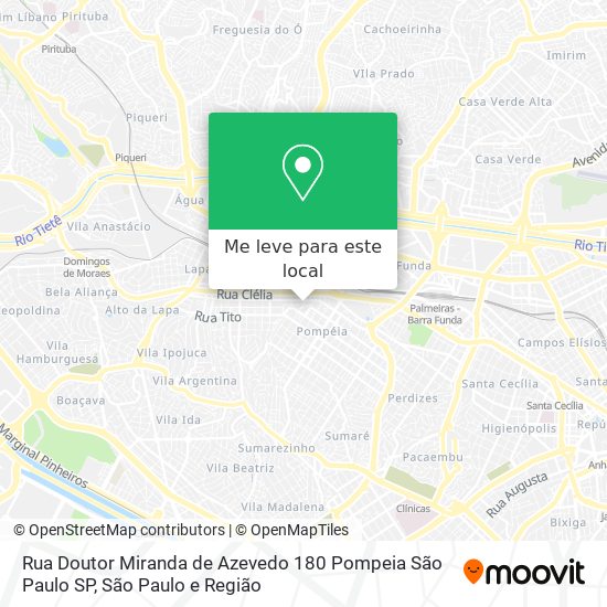 Rua Doutor Miranda de Azevedo 180  Pompeia   São Paulo SP mapa