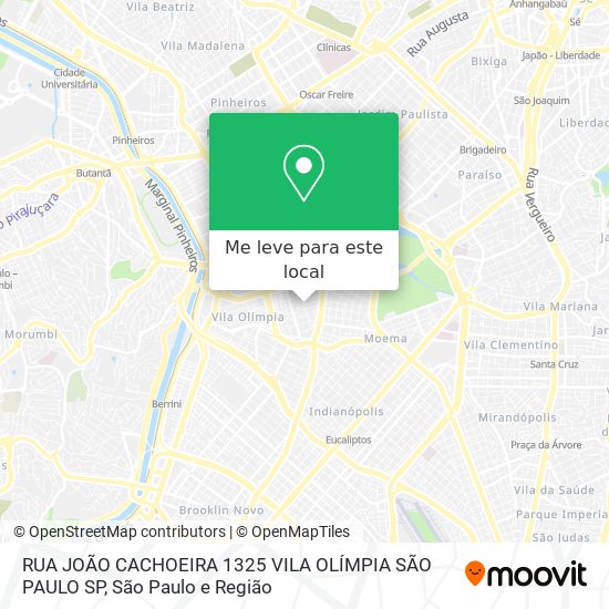 RUA JOÃO CACHOEIRA 1325  VILA OLÍMPIA  SÃO PAULO SP mapa