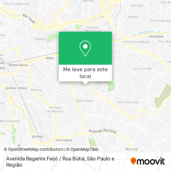 Avenida Regente Feijó / Rua Butiá mapa