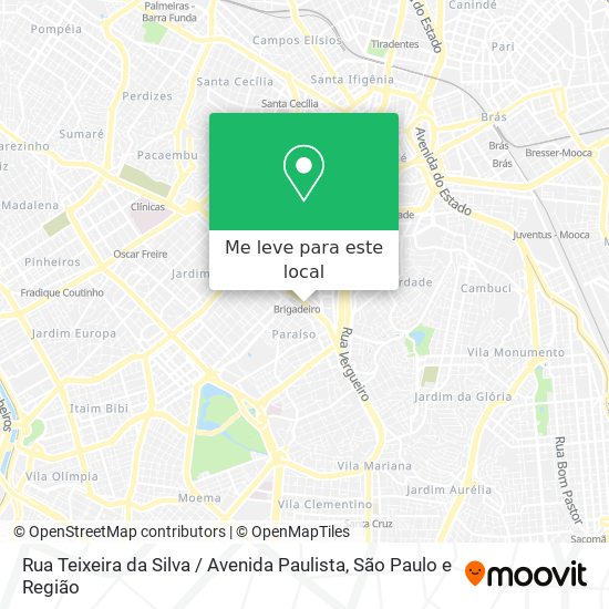 Rua Teixeira da Silva / Avenida Paulista mapa
