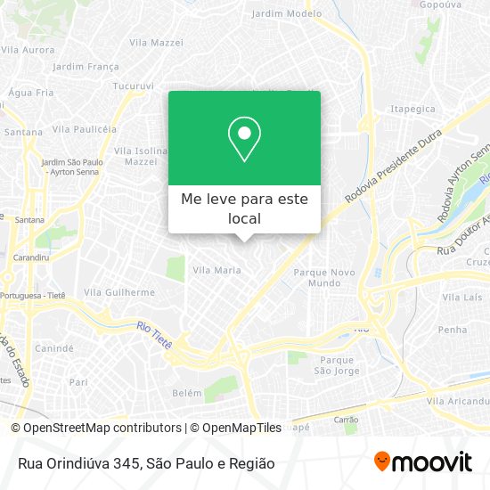 Rua Orindiúva 345 mapa