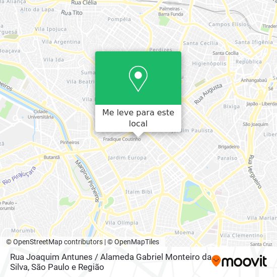 Rua Joaquim Antunes / Alameda Gabriel Monteiro da Silva mapa