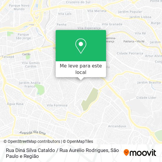 Rua Diná Silva Cataldo / Rua Aurélio Rodrigues mapa