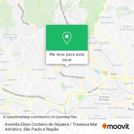 Avenida Elísio Cordeiro de Siqueira / Travessa Mar Adriático mapa