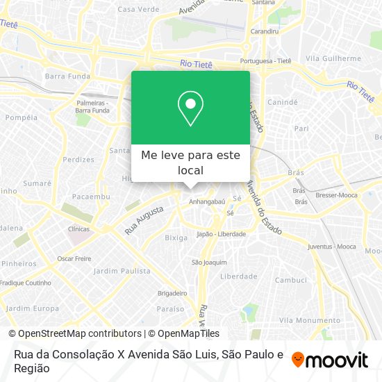 Rua da Consolação X Avenida São Luis mapa