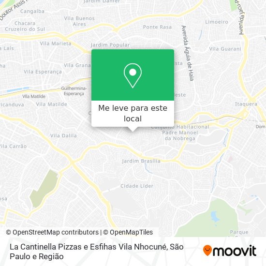 La Cantinella Pizzas e Esfihas Vila Nhocuné mapa