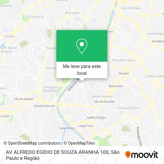 Como chegar até AV ALFREDO EGÍDIO DE SOUZA ARANHA 100 em Santo Amaro de Ônibus, Metrô ou Trem?