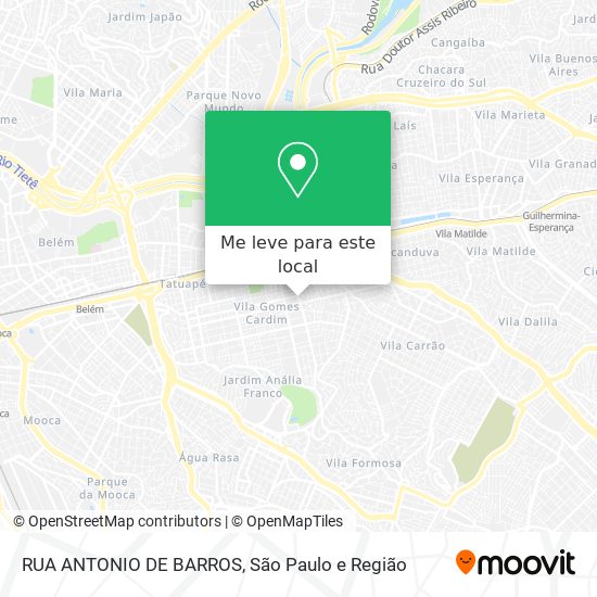RUA ANTONIO DE BARROS mapa