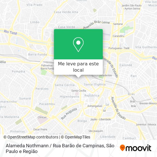 Alameda Nothmann / Rua Barão de Campinas mapa