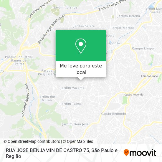 RUA JOSE BENJAMIN DE CASTRO  75 mapa