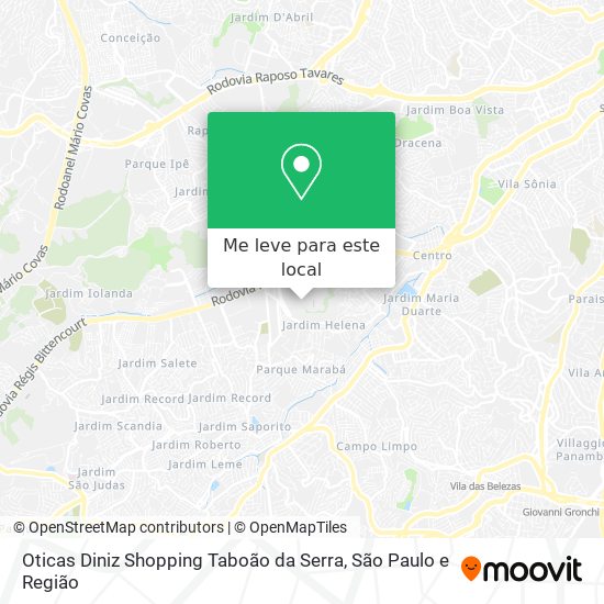 Oticas Diniz Shopping Taboão da Serra mapa