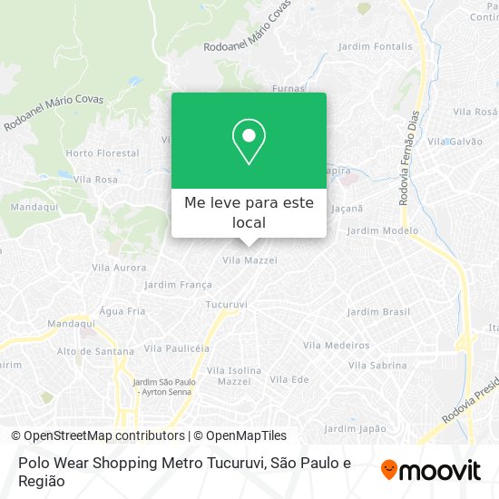 Polo Wear Shopping Metro Tucuruvi mapa