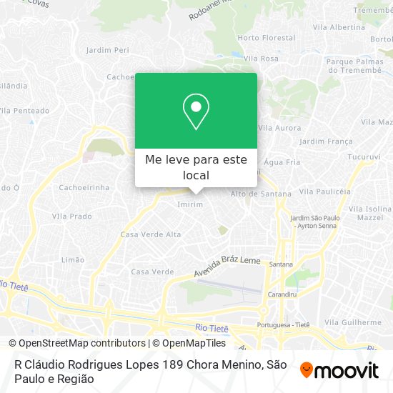R  Cláudio Rodrigues Lopes  189   Chora Menino mapa