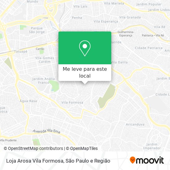 Loja Arosa Vila Formosa mapa