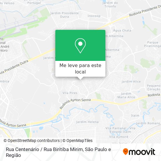 Rua Centenário / Rua Biritiba Mirim mapa