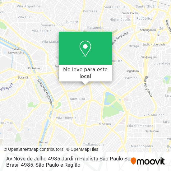 Av  Nove de Julho  4985   Jardim Paulista  São Paulo   Sp  Brasil 4985 mapa