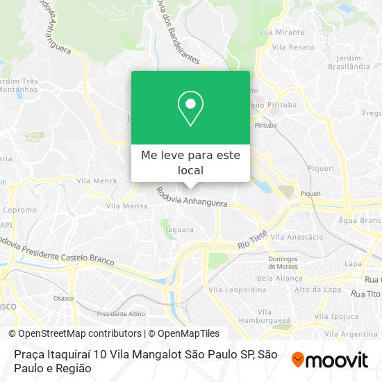 Praça Itaquiraí  10   Vila Mangalot   São Paulo   SP mapa