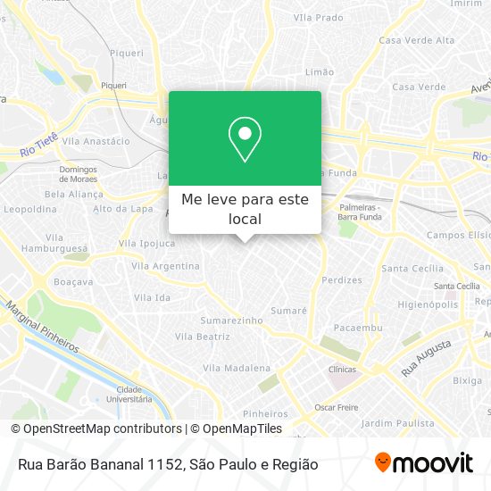 Rua Barão Bananal 1152 mapa