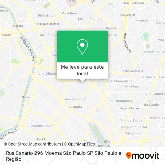 Rua Canário  296   Moema   São Paulo   SP mapa