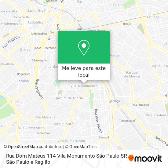 Rua Dom Mateus  114   Vila Monumento   São Paulo   SP mapa