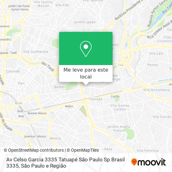 Av  Celso Garcia  3335   Tatuapé  São Paulo   Sp  Brasil 3335 mapa